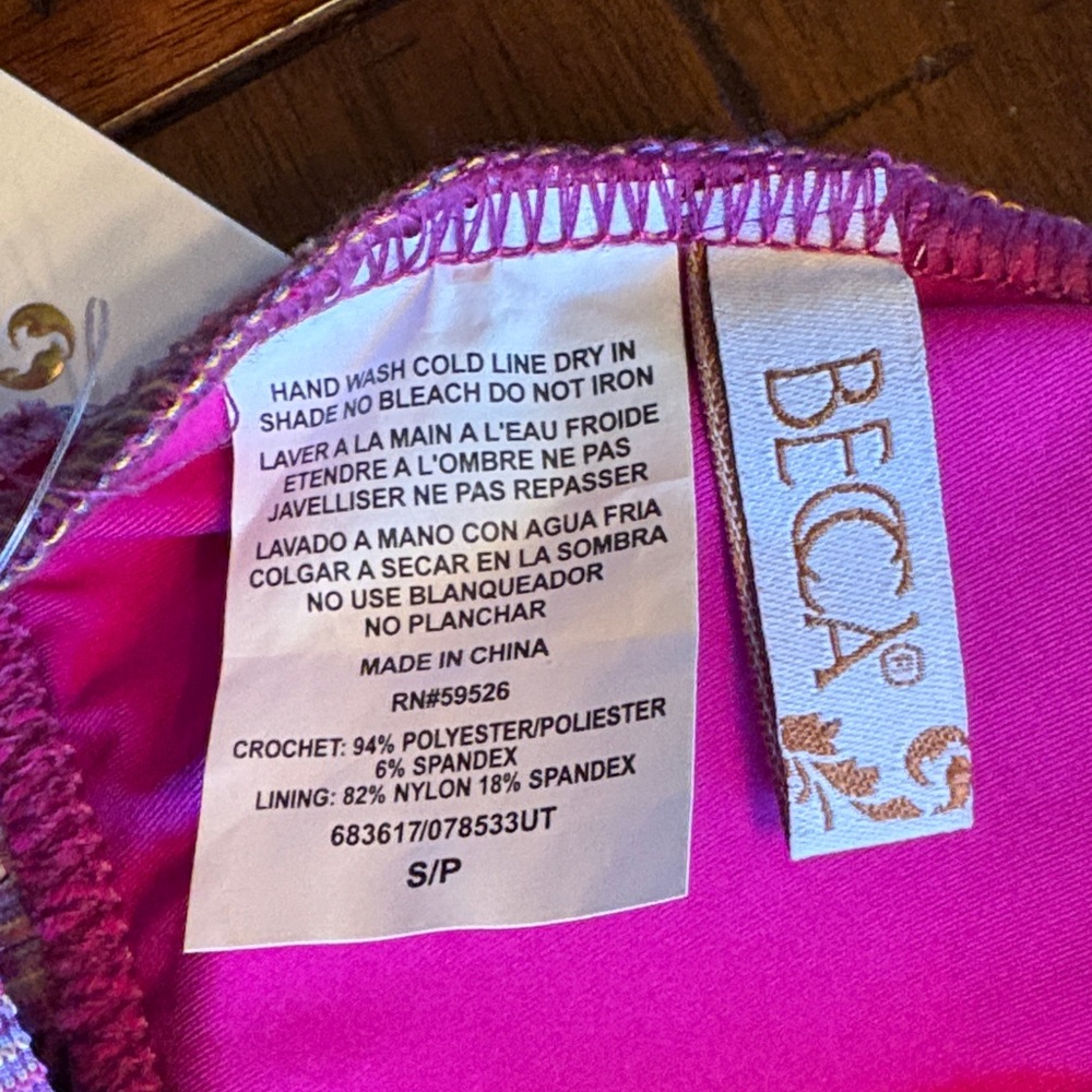 BECCA Pink/Purple Crochet Bikini Top - Small - Boho Barbie, Hippie - Sun ☀️ - Picture 5 of 7